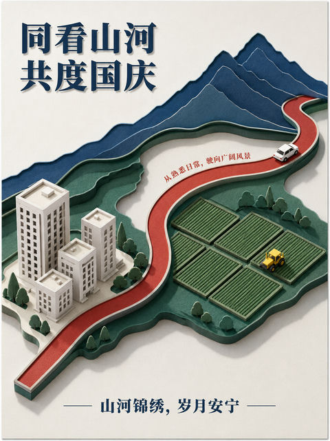 匠心纸艺五层长卷描绘山河锦绣 - AI图片提示词示例