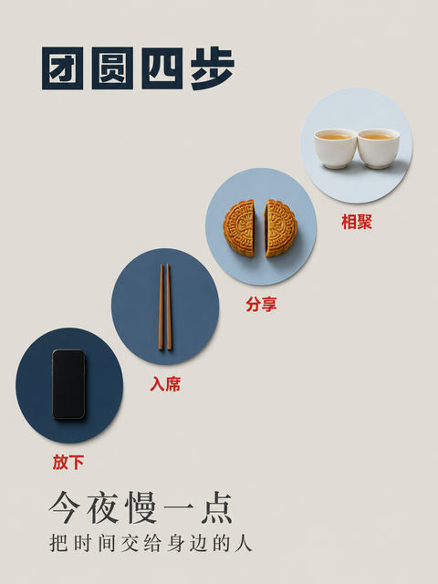 瑞士网格下的团圆四部曲海报 - AI图片提示词示例