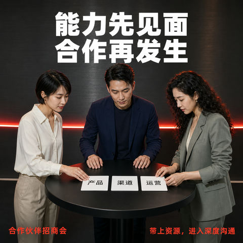 实力共振：先亮能力再谈合作招商海报 - AI图片提示词示例