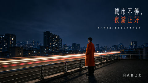 静止于繁华之外的橙红背影 - AI图片提示词示例
