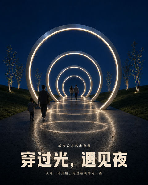极简光影：穿过光，遇见夜 - AI图片提示词示例