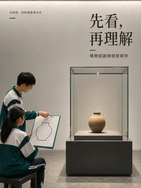 博物馆研学时刻：纸笔与古物之间的深度观察对照 - AI图片提示词示例