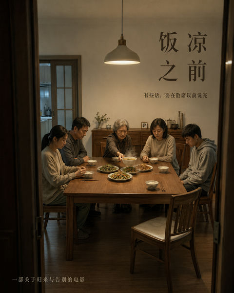 饭凉之前：冬日餐桌上的无声告别 - AI图片提示词示例