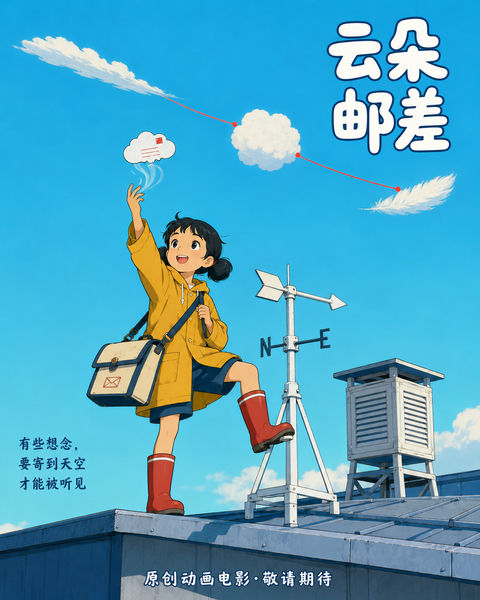 云朵邮差原创赛璐璐动画电影海报 - AI图片提示词示例