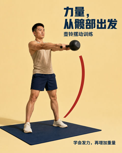 力量从髋部出发壶铃训练海报 - AI图片提示词示例