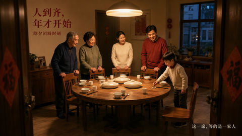 人到齐年才开始：除夕最后一双筷子 - AI图片提示词示例