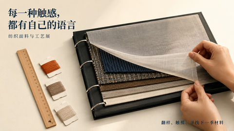 触感之语：纺织面料工艺展创意海报 - AI图片提示词示例