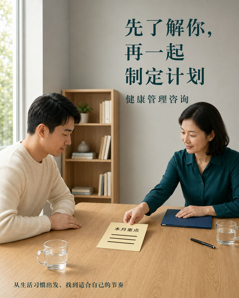 温暖治愈系健康管理咨询共绘生活蓝图 - AI图片提示词示例