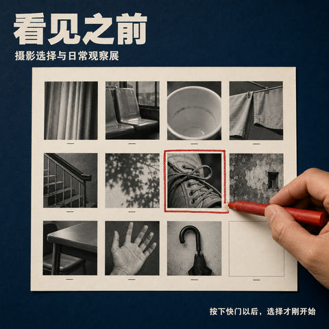 看见之前摄影展海报设计接触印样 - AI图片提示词示例