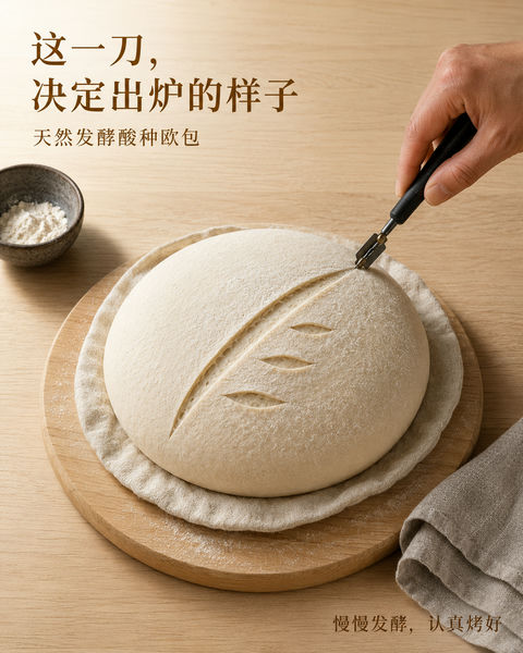 匠心之剪：酸种欧包割包瞬间 - AI图片提示词示例