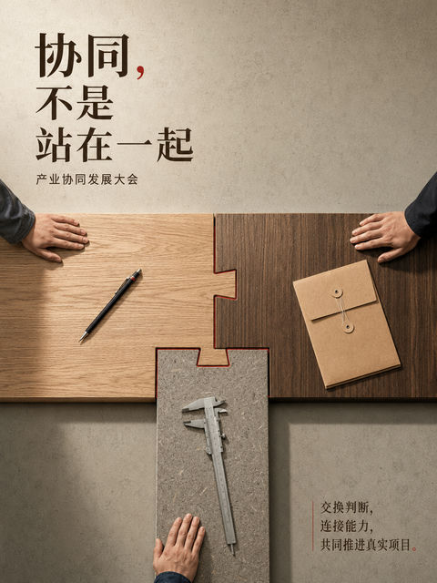 三方榫卯构筑产业协同深度联结 - AI图片提示词示例