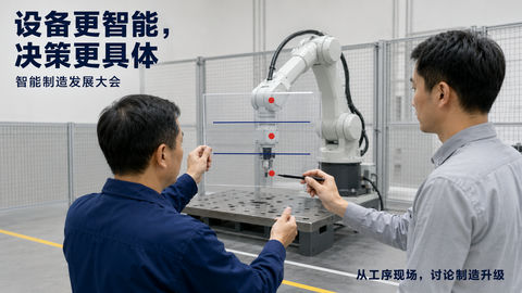 智造大会：工业现场决策艺术海报 - AI图片提示词示例