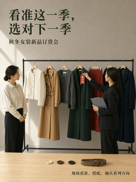 极简质感秋冬女装订货会商业海报 - AI图片提示词示例