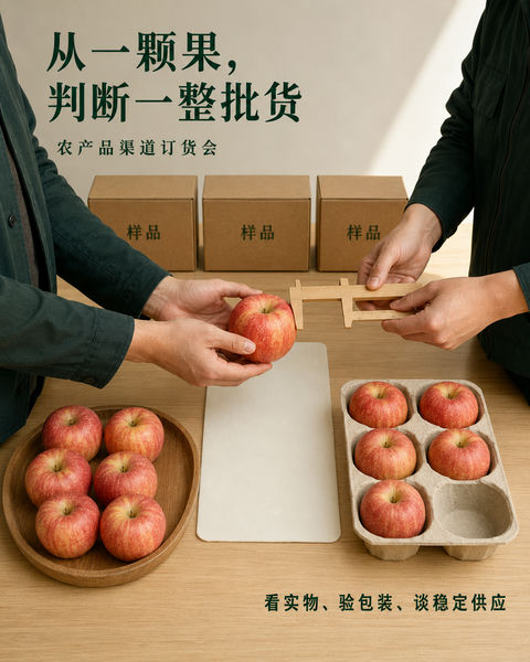 农产品订货会专业选品检测商业海报 - AI图片提示词示例