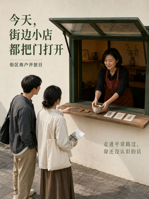 街角小店开放日：温情手作与邻里初见 - AI图片提示词示例