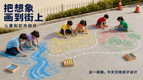 把想象画到街上儿童街区共创日 - AI图片提示词示例