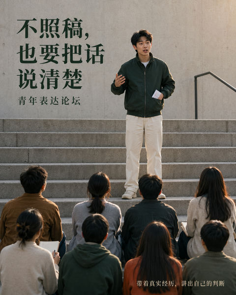 弃稿发声的决定性瞬间：青年表达海报 - AI图片提示词示例