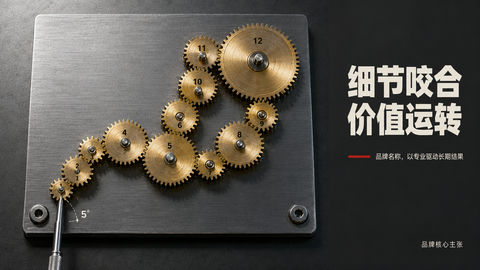 精密黄铜齿轮组S型传动品牌视觉大片 - AI图片提示词示例