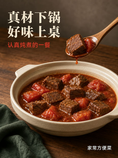 真材实料番茄牛腩：还原家庭餐桌温馨美味 - AI图片提示词示例
