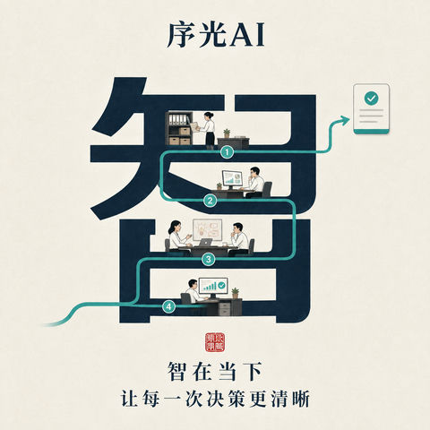 序光AI品牌插画：智在当下的现代办公系统 - AI图片提示词示例