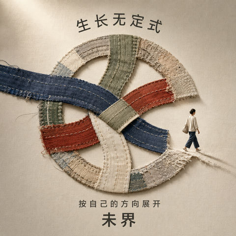 织物拼贴艺术：生长无定式品牌视觉 - AI图片提示词示例