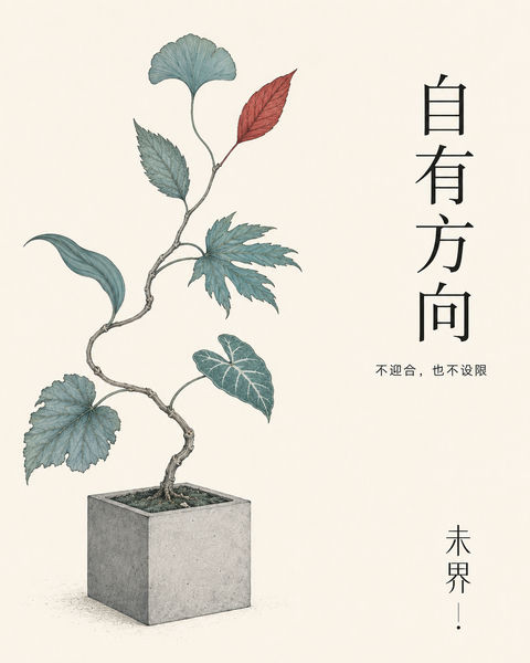 未界品牌自有方向当代新工笔海报 - AI图片提示词示例