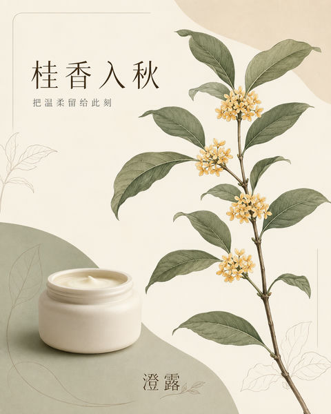 澄露品牌中秋桂花植物科学绘插画 - AI图片提示词示例