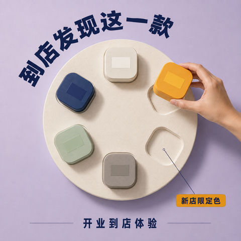 极简淡紫新店限定美妆开业体验海报 - AI图片提示词示例