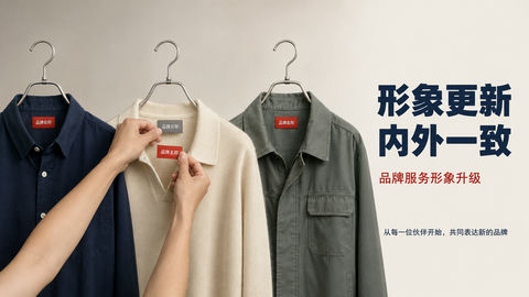 品牌重塑视觉：制服领标更换的匠心瞬间 - AI图片提示词示例