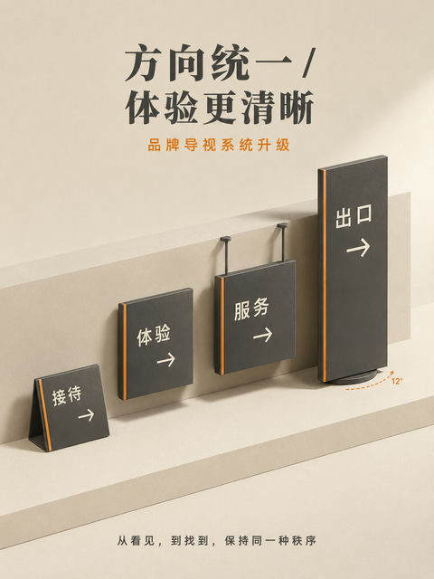 品牌导视系统升级：秩序感与统一导向 - AI图片提示词示例