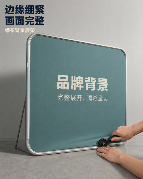 绷布展架施工现场工业风海报 - AI图片提示词示例