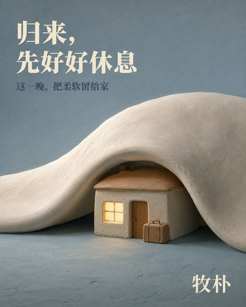 牧朴品牌中秋治愈系哑光陶土插画 - AI图片提示词示例