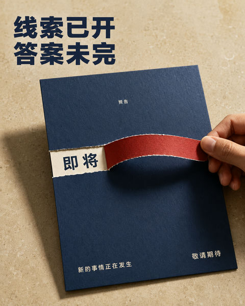 揭开层叠线索的瞬间新品发布预热海报 - AI图片提示词示例