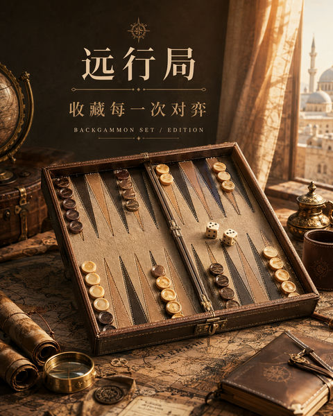 异域收藏感西洋双陆棋社媒KV大片 - AI图片提示词示例
