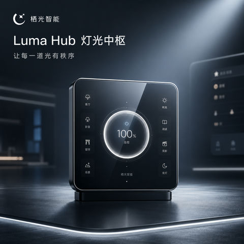 高端智能家居灯控中枢品牌视觉KV - AI图片提示词示例