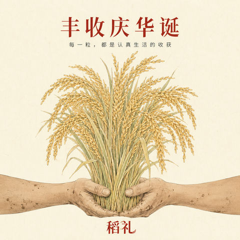 稻礼丰收庆华诞新工笔创意插画 - AI图片提示词示例