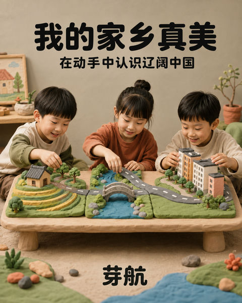 黏土定格奇境：芽航国庆创意拼搭插画 - AI图片提示词示例