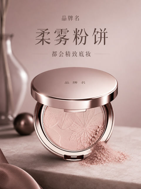 都会精致豆沙粉新品发布品牌KV - AI图片提示词示例