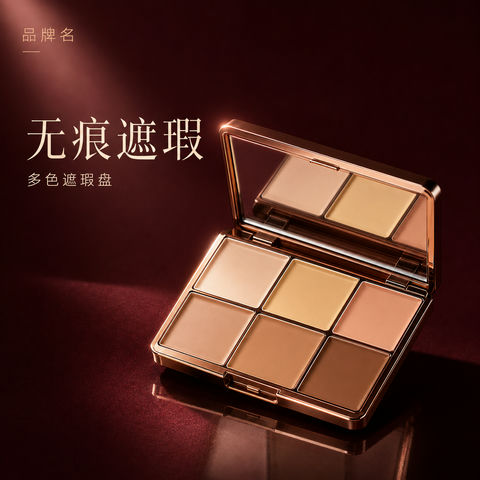 酒红丝绒高级感遮瑕盘品牌视觉大片 - AI图片提示词示例