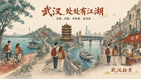 武汉拾景：一日穿行江湖城的当代长卷 - AI图片提示词示例