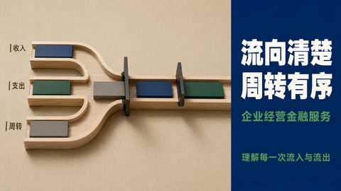 极简实木风现金流模型经营周转海报 - AI图片提示词示例