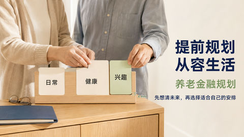 岁月不言生活有方：温情养老规划海报 - AI图片提示词示例
