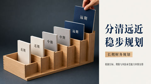 财富管理艺术：分清远近的稳步规划美学 - AI图片提示词示例