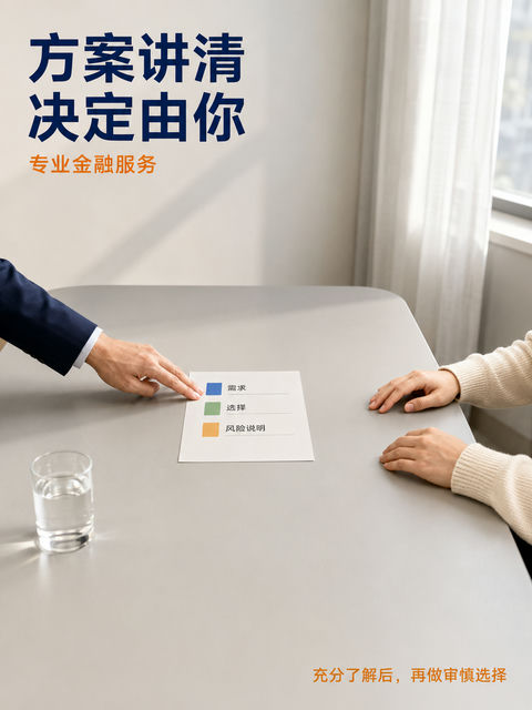 专业理性金融服务方案讲解纪实海报 - AI图片提示词示例