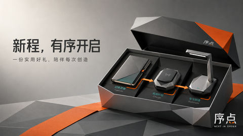 低多边形几何风格科技企业新春礼赠插画 - AI图片提示词示例