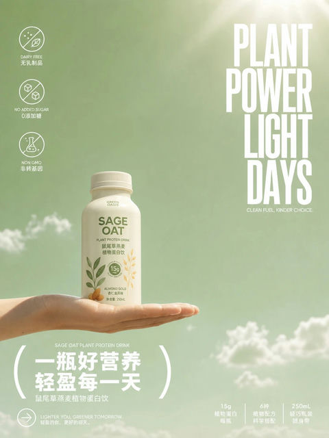 极简手托夏日果茶清爽广告视觉 - AI图片提示词示例