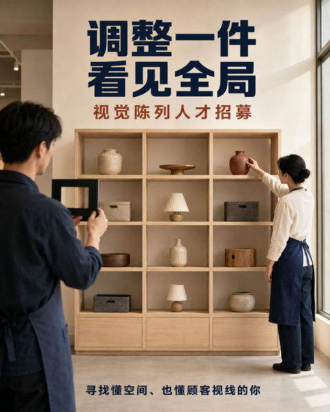 匠心陈列的专业瞬间：看见全局的陈列师 - AI图片提示词示例