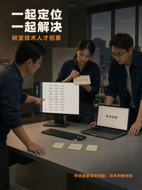 真实团队协作研发人才招募海报 - AI图片提示词示例