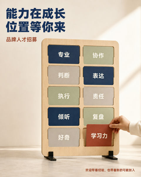 寻找持续成长的你：职场能力墙招聘视觉 - AI图片提示词示例