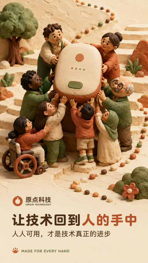 温暖黏土定格：让技术回归人本 - AI图片提示词示例